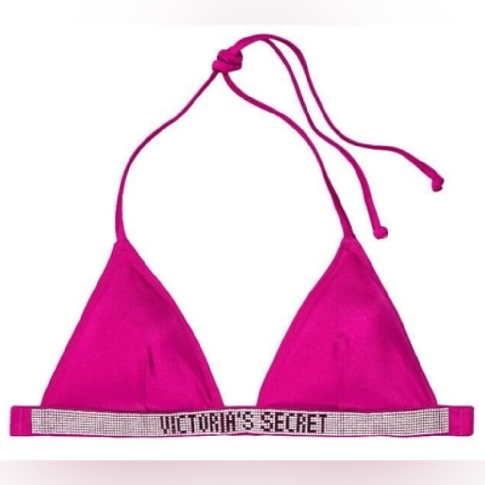 New! Victoria’s Secret rhinestone bling strap bikini top pink 4563